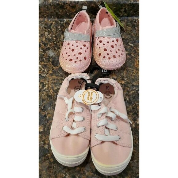Kids Shoes 9/10 2 Pairs Pink spring /summer Wonder Nation - Picture 1 of 8
